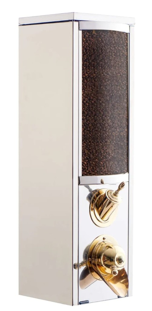 Café service bar with integrated coffee bean dispenser system